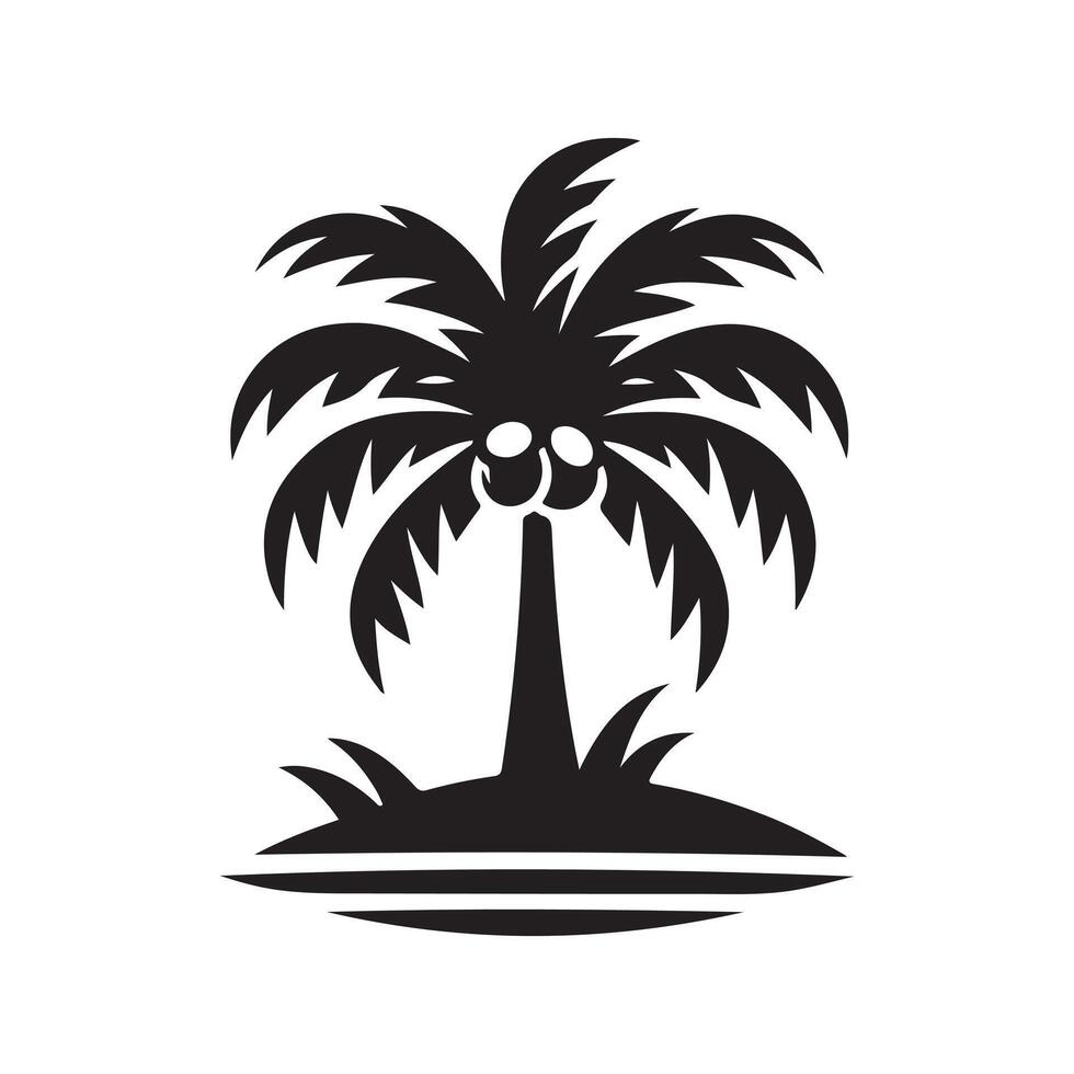 Elegant Coconut Tree Silhouette Design vector