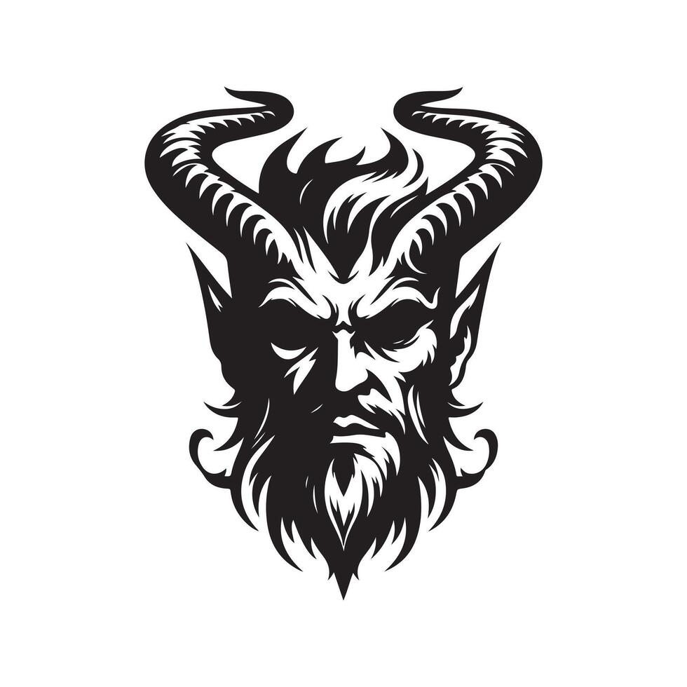 Dark Fantasy Devil Face Horns Design vector