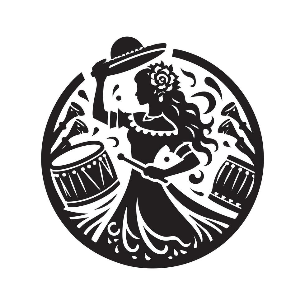 Black and White La Tamborrada Festival Icon vector