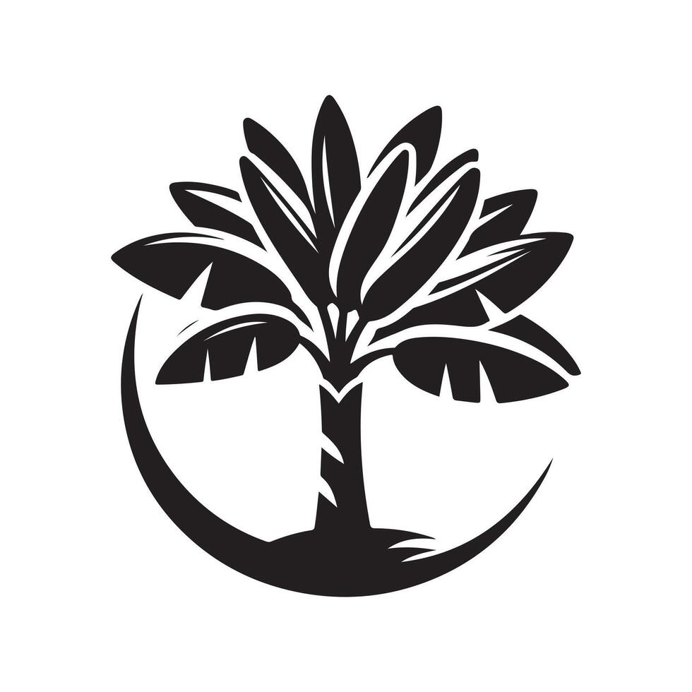 Elegant Black Banana Tree Silhouette vector
