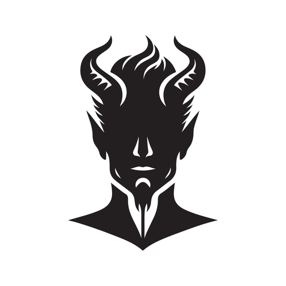 Stylized Evil Demon Head With Horns vector