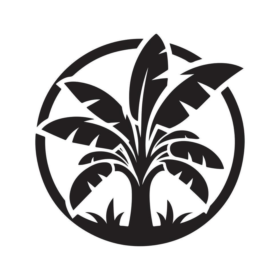 Black Banana Tree Silhouette Graphic vector