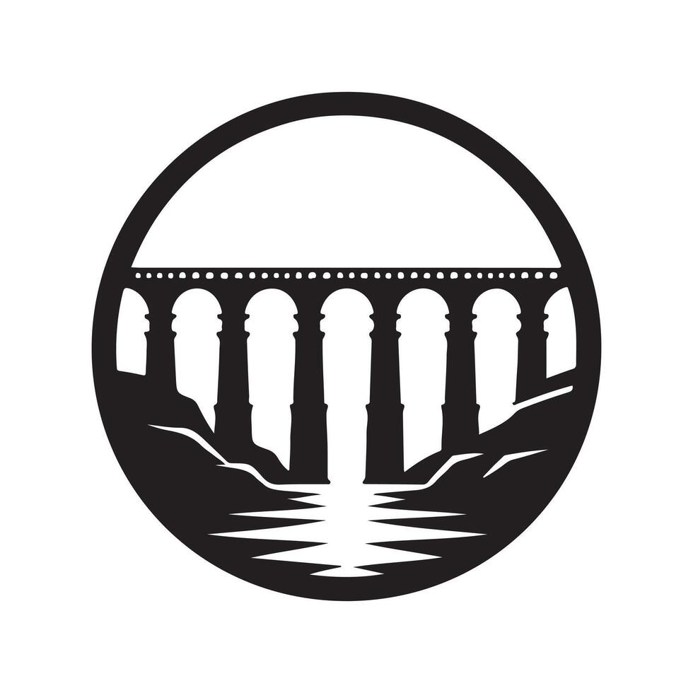 High-Quality of Black Aqueduct Bridge Silhouette for Graphics vector