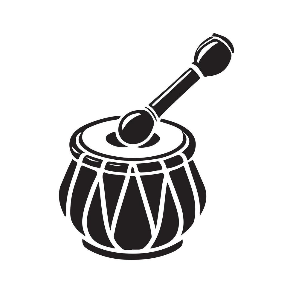 Tabla Percussion Instrument Black Silhouette vector
