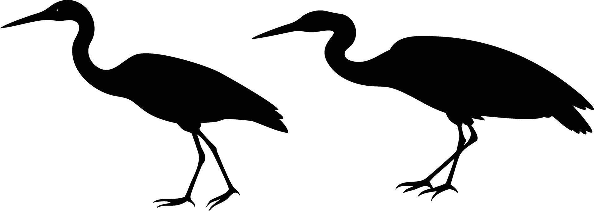 Two Heron Silhouettes Against White Background vector