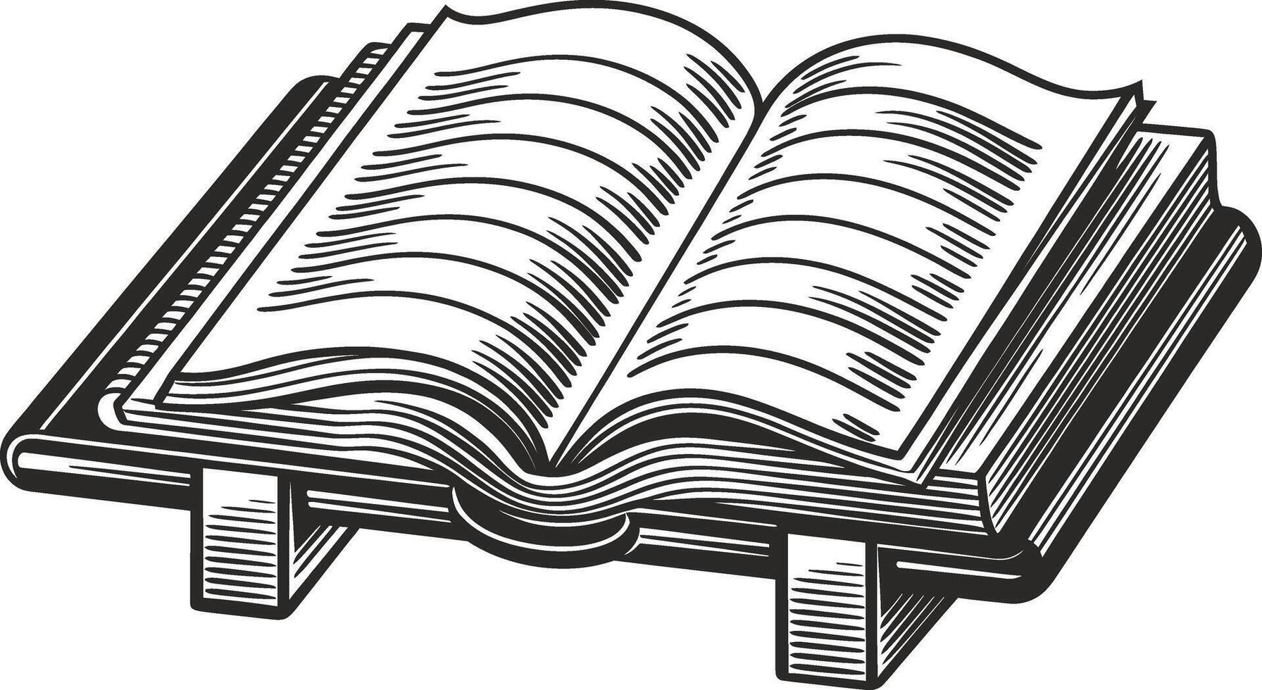 Vintage Style Open Book on Stand, Perfect for Education or Literature vector