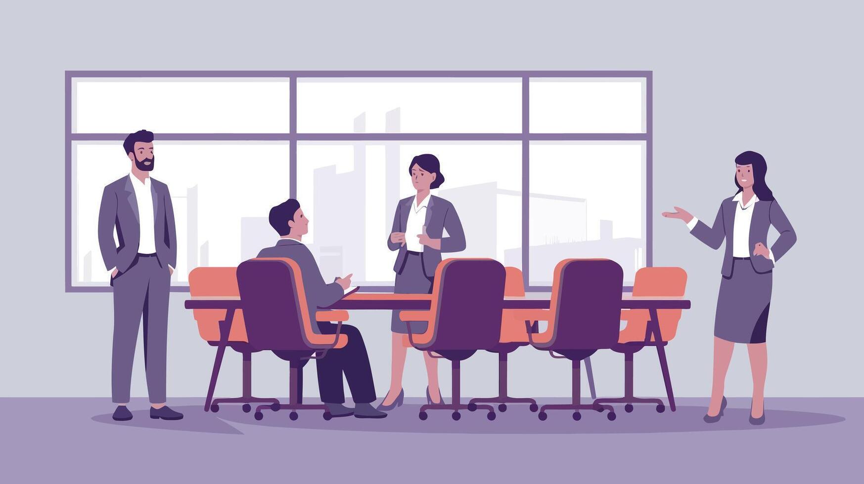 Business Colleagues in Meeting Room Discussing Project vector