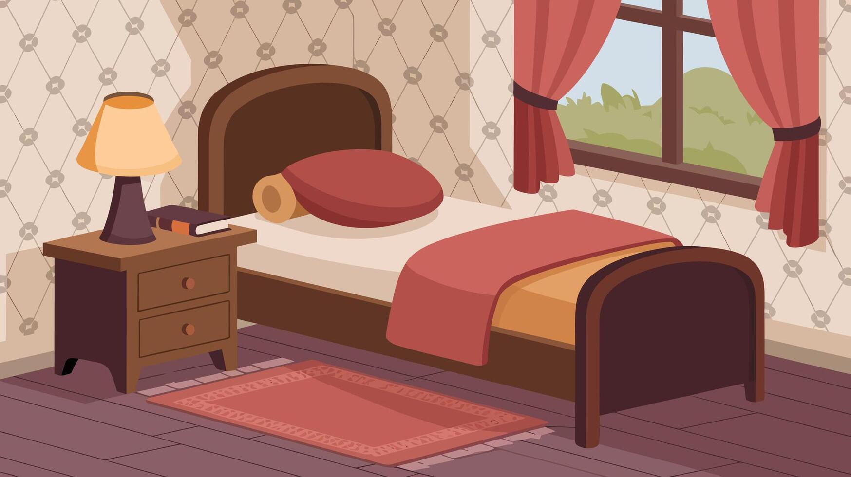 Bedroom Interior with Classic Style vector