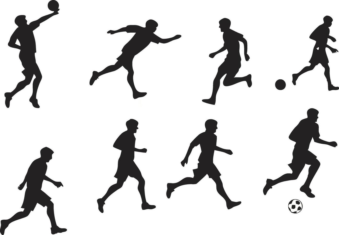 Soccer Players in Action Silhouettes vector