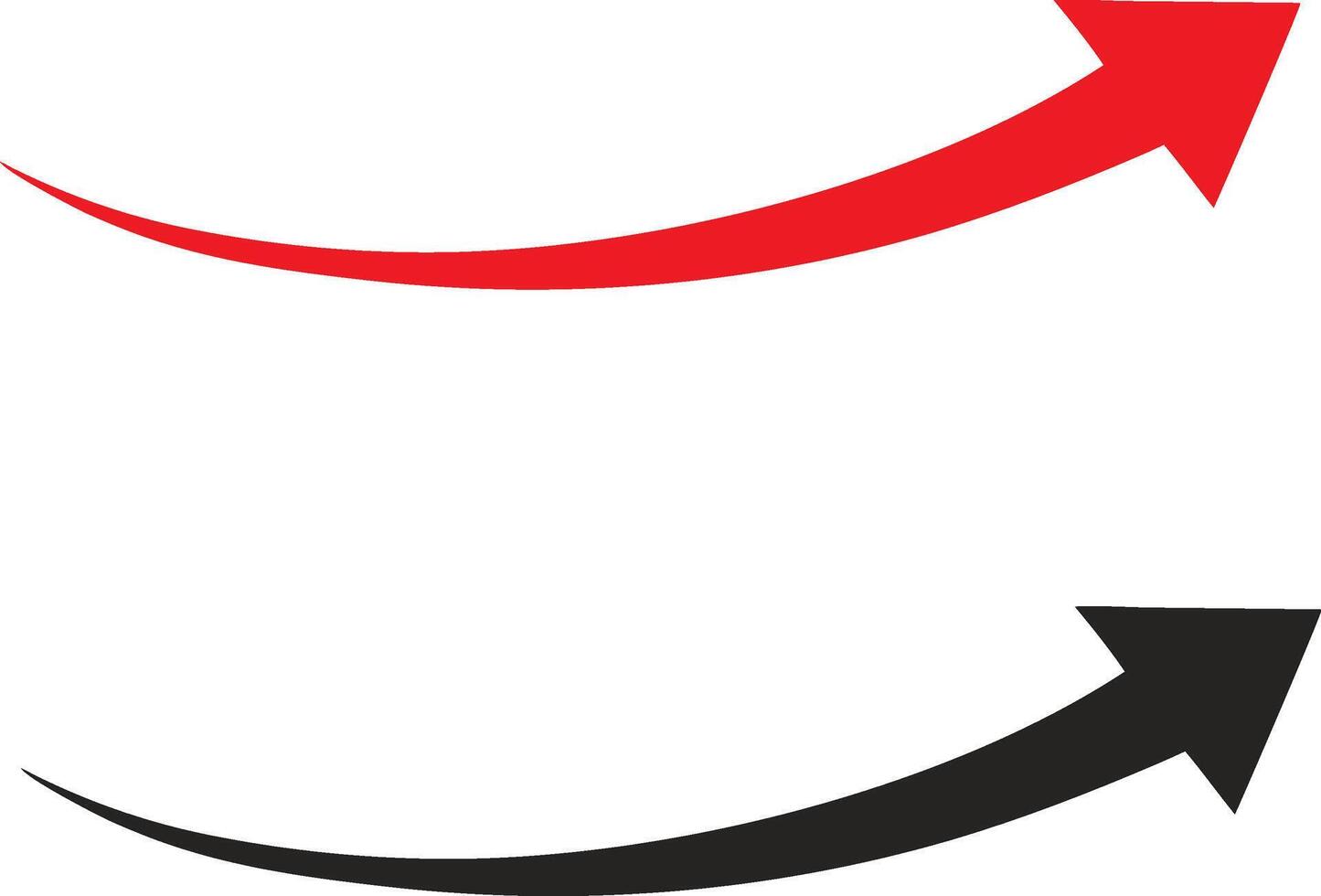 Two Curved Arrows, Red and Black, Representing Growth or Progress vector