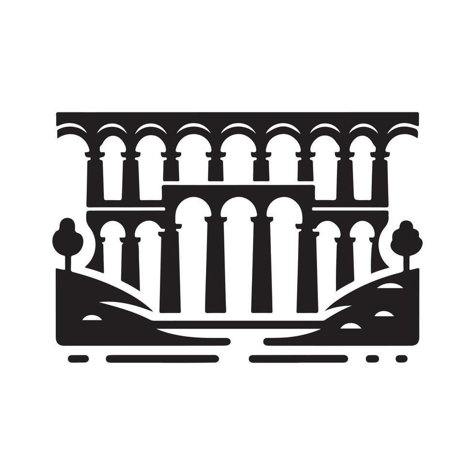 Aqueduct Bridge Black Design for Digital and Print Use vector
