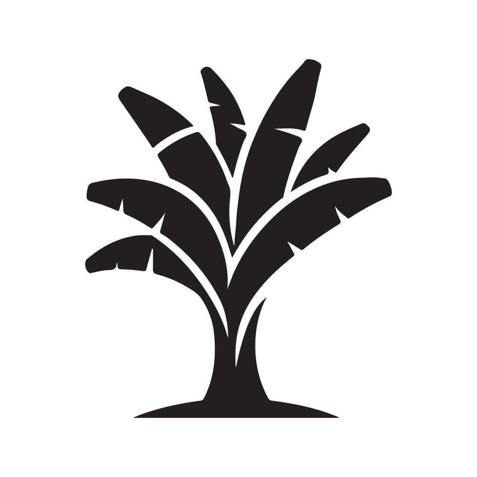 Art of a Black Banana Tree Silhouette vector