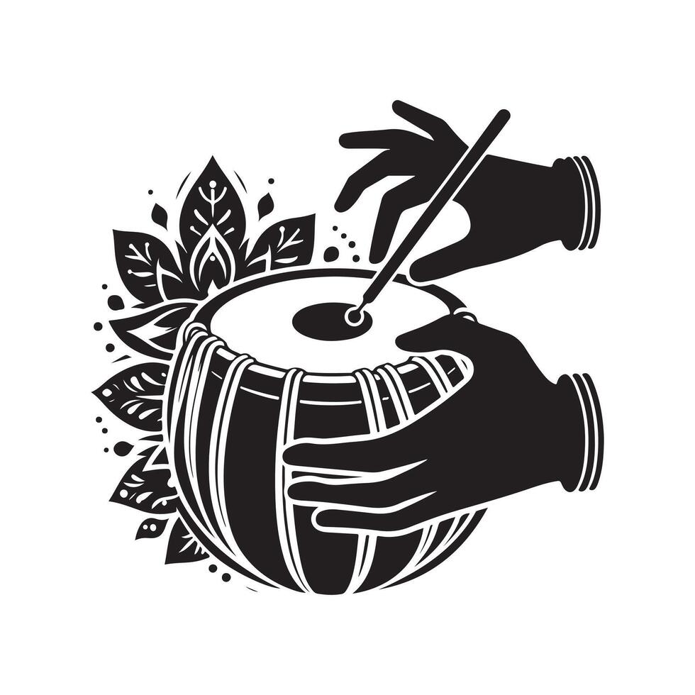 Tabla Music Instrument Black Design vector
