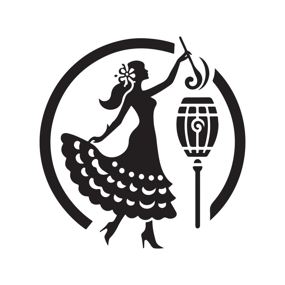 Black Silhouette of Drummers in La Tamborrada vector