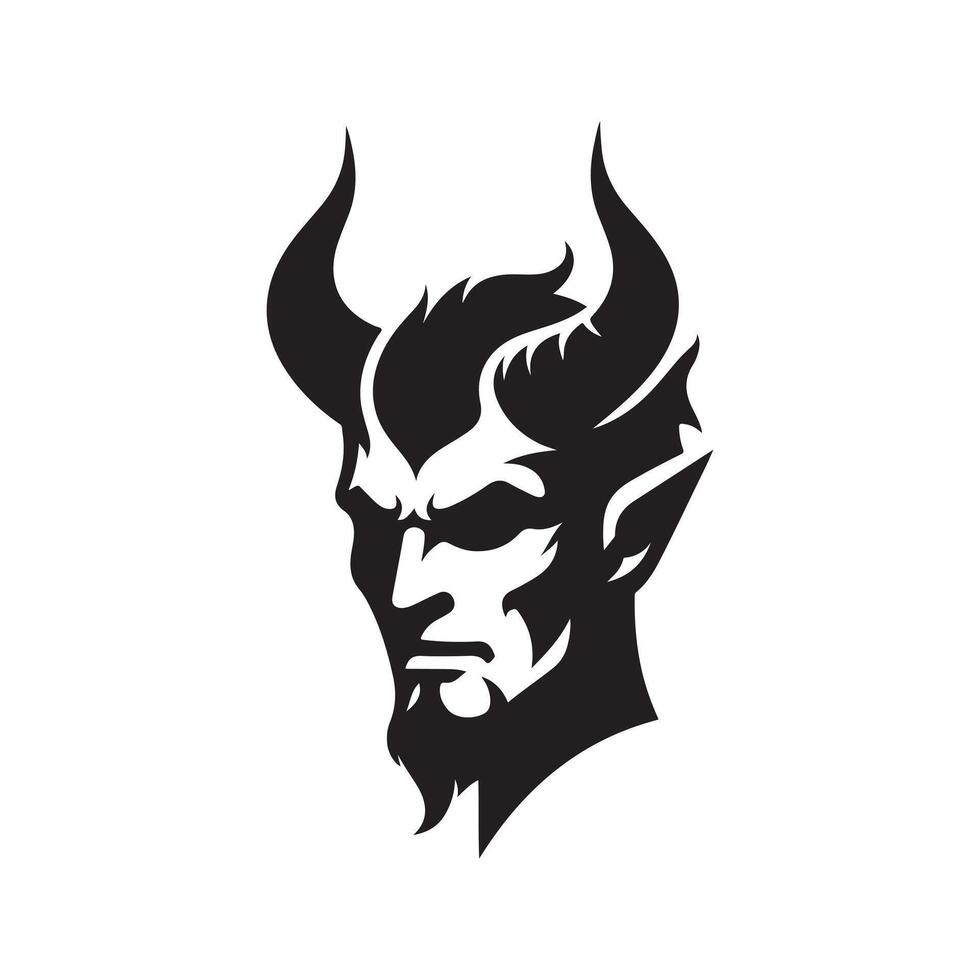 Scary Monster Head With Horns Design vector