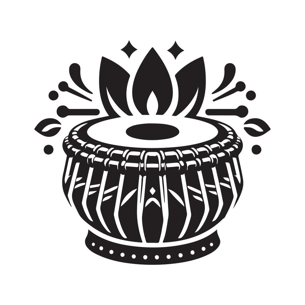 Tabla Percussion Silhouette for Branding vector