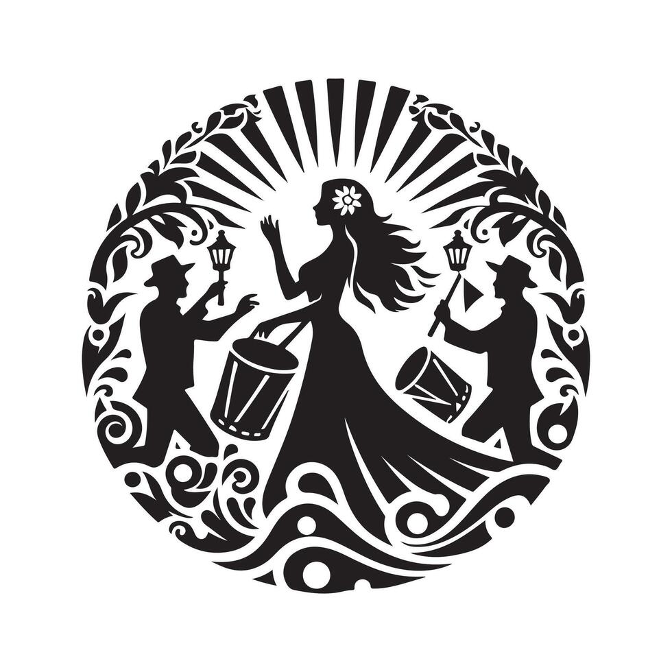 Stylish La Tamborrada Parade Silhouette vector