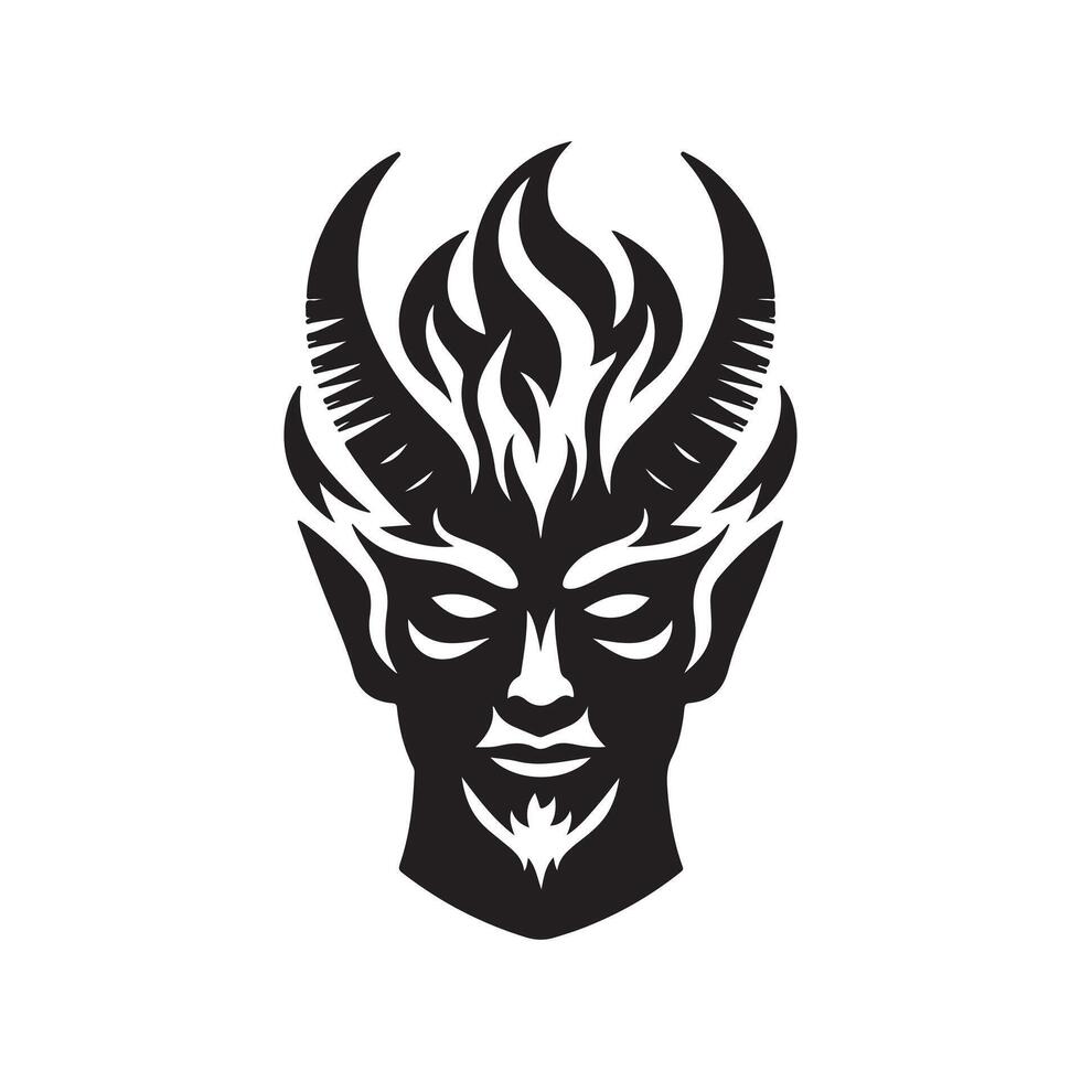 Satan Devil Face With Horns Clipart vector