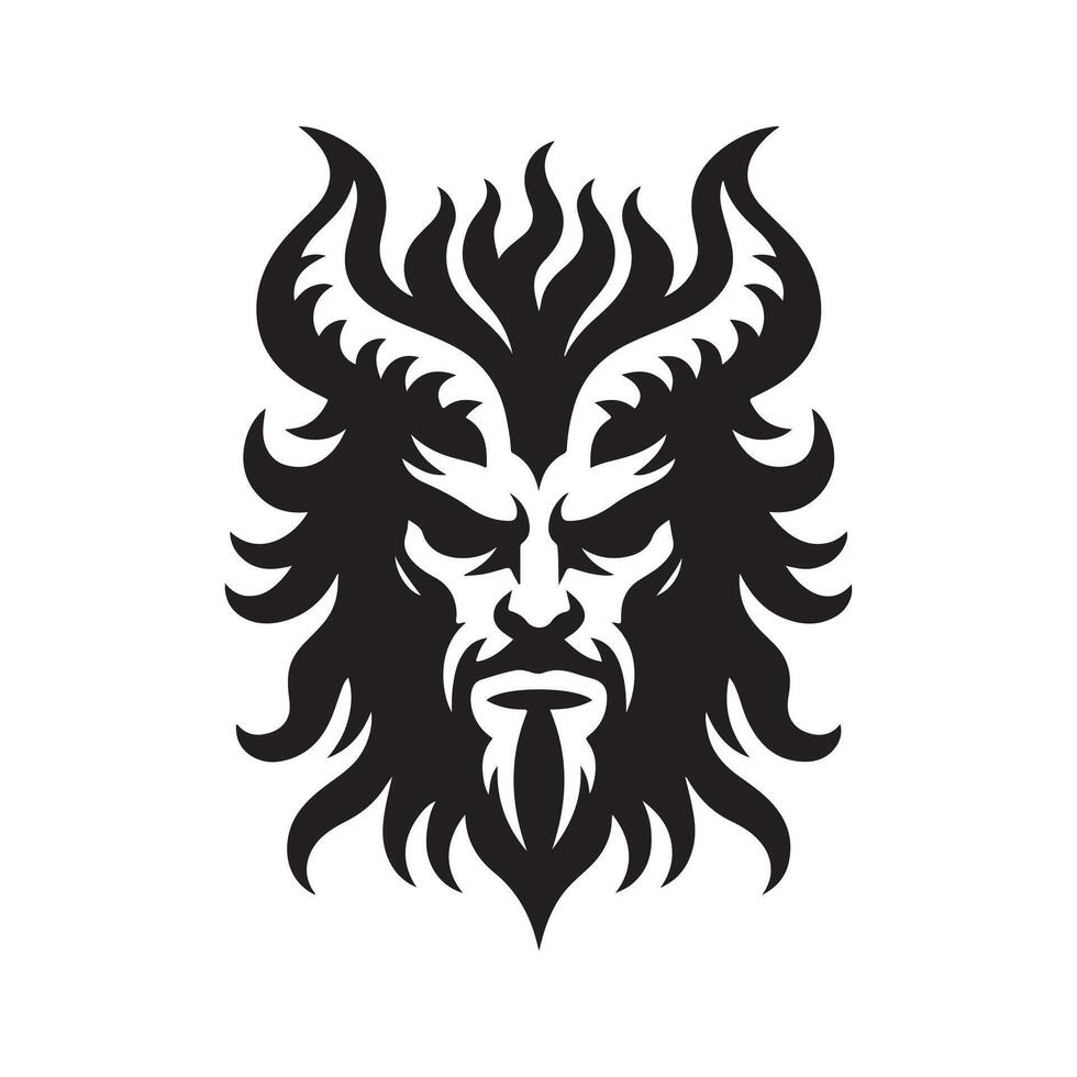 Evil Lucifer Head With Horns Art vector