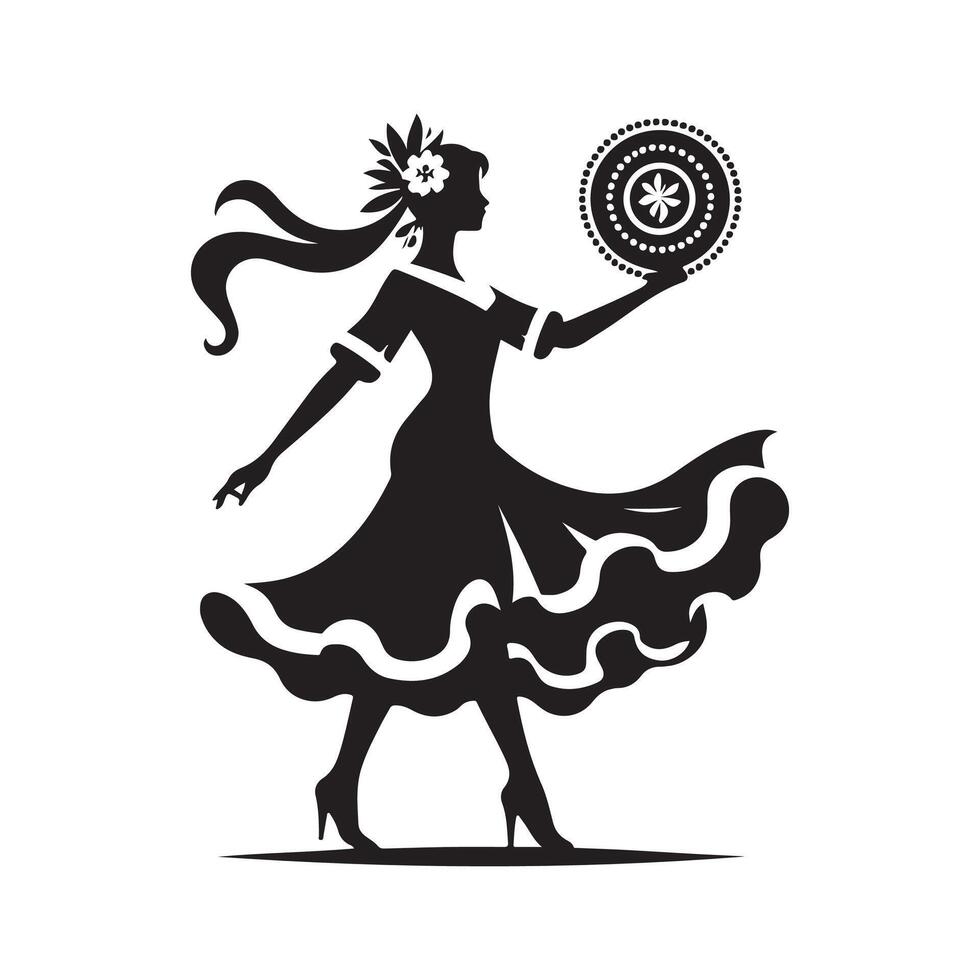 Artistic La Tamborrada Black Silhouette vector