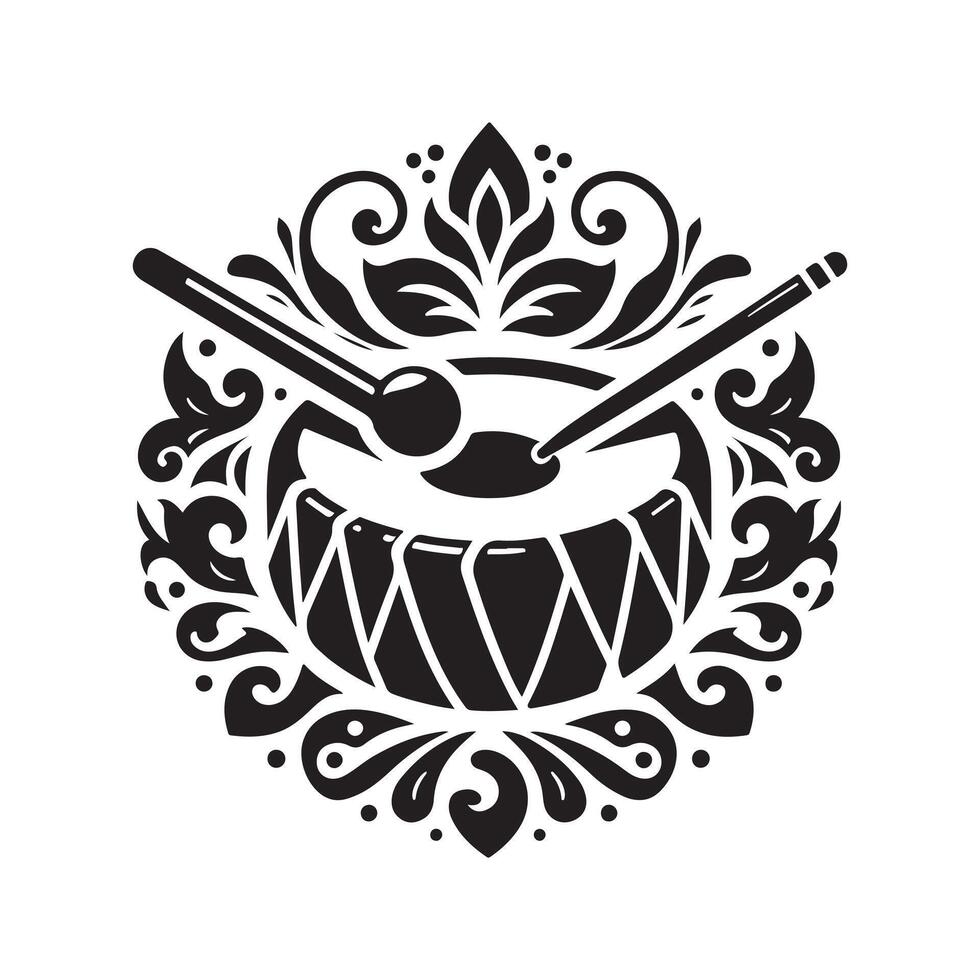 Minimal Tabla Silhouette Art vector