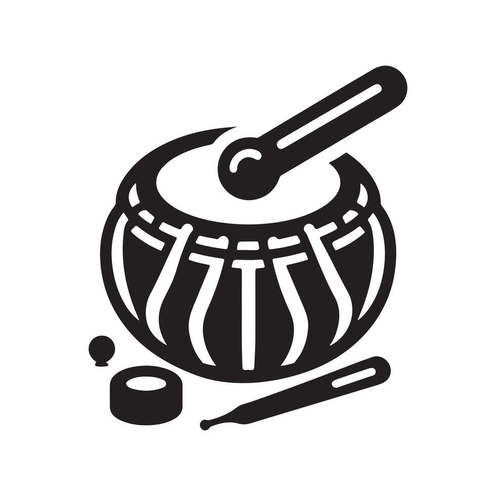 Traditional Indian Tabla Silhouette vector
