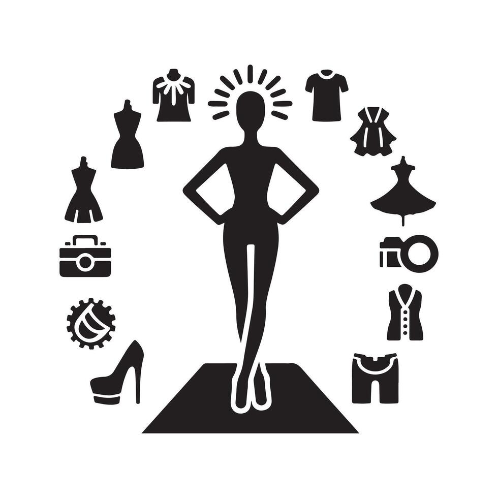 Stylish Fashion Model Silhouette Download vector