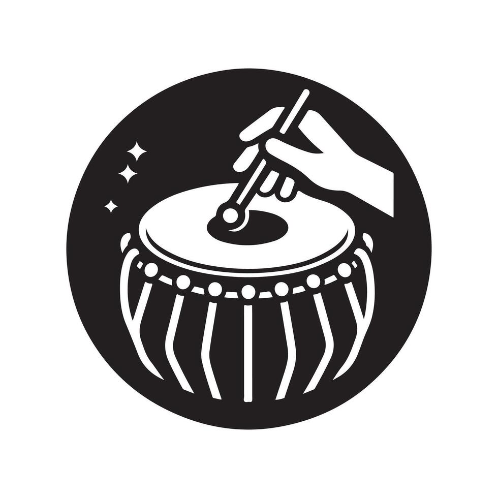 Tabla Percussion Silhouette for Digital Art vector