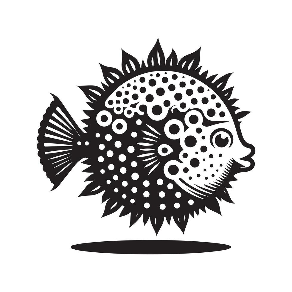 Boxfish Aquatic Animal Silhouette Art vector