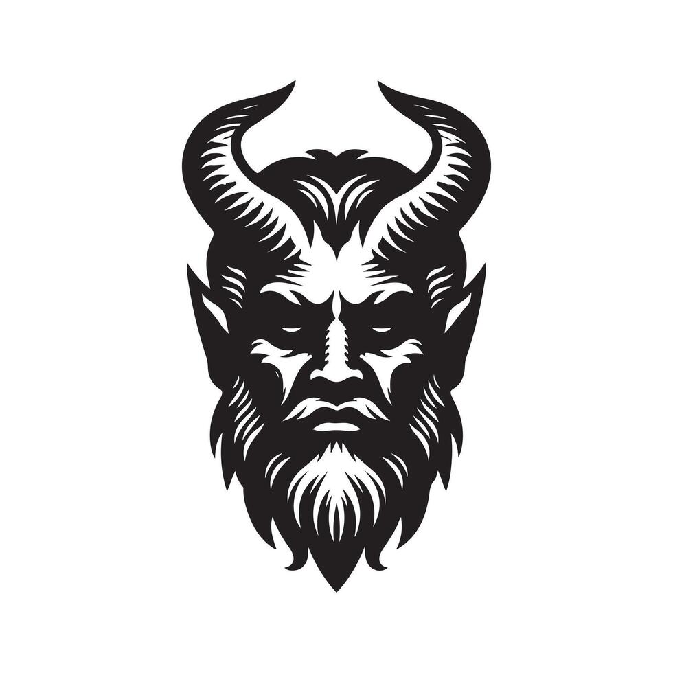Black Art of Evil Demon With Horns vector