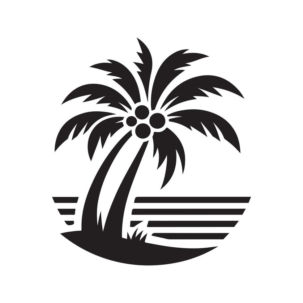 Coconut Palm Tree Black for Logos vector