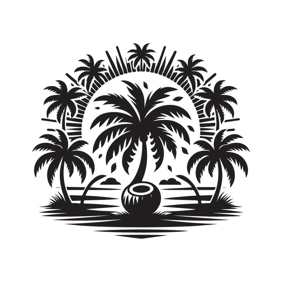 Silhouette of a Coconut Tree vector