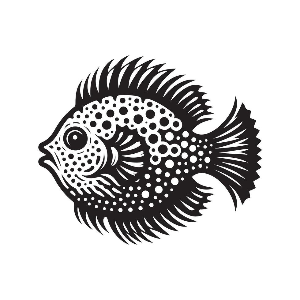 Crisp and Detailed Boxfish Black Silhouette vector