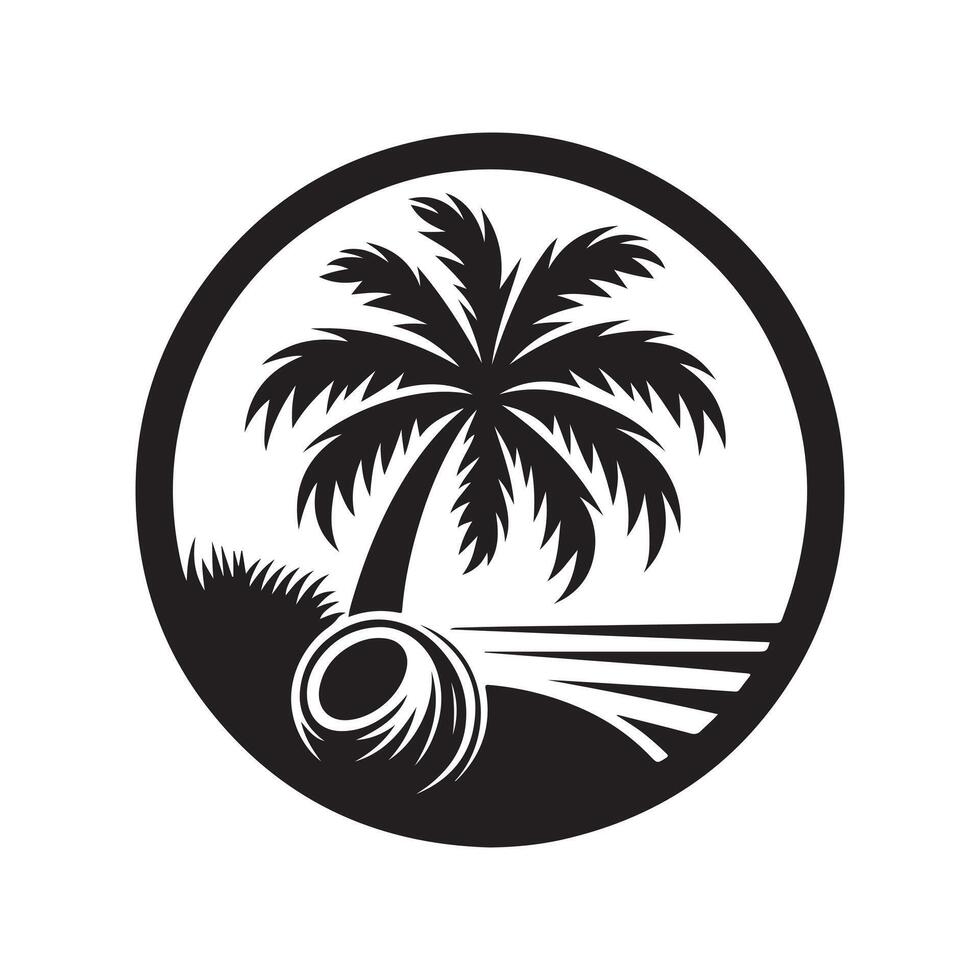 Classic Coconut Tree Silhouette Graphic vector