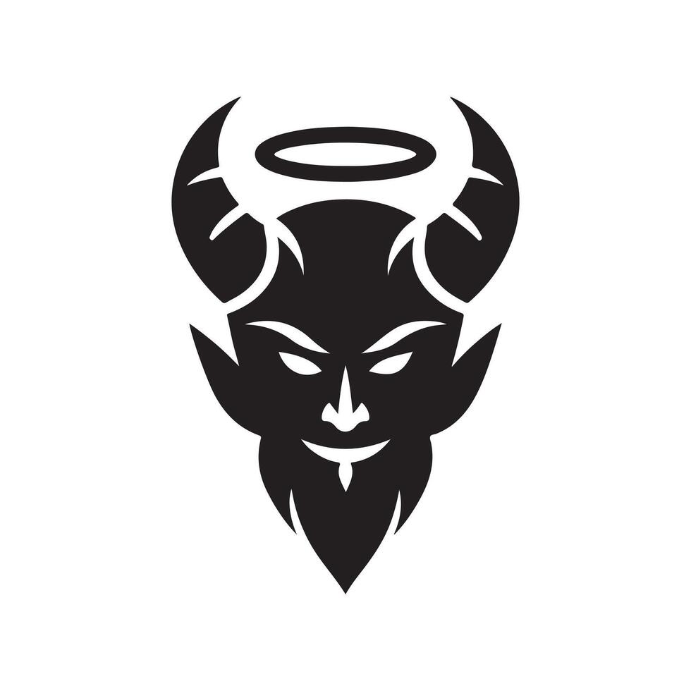 Dark Devil Face With Horns Design vector