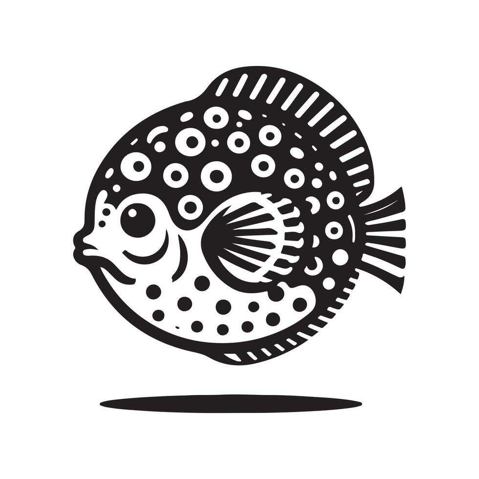 Ocean Wildlife Boxfish Silhouette Art vector