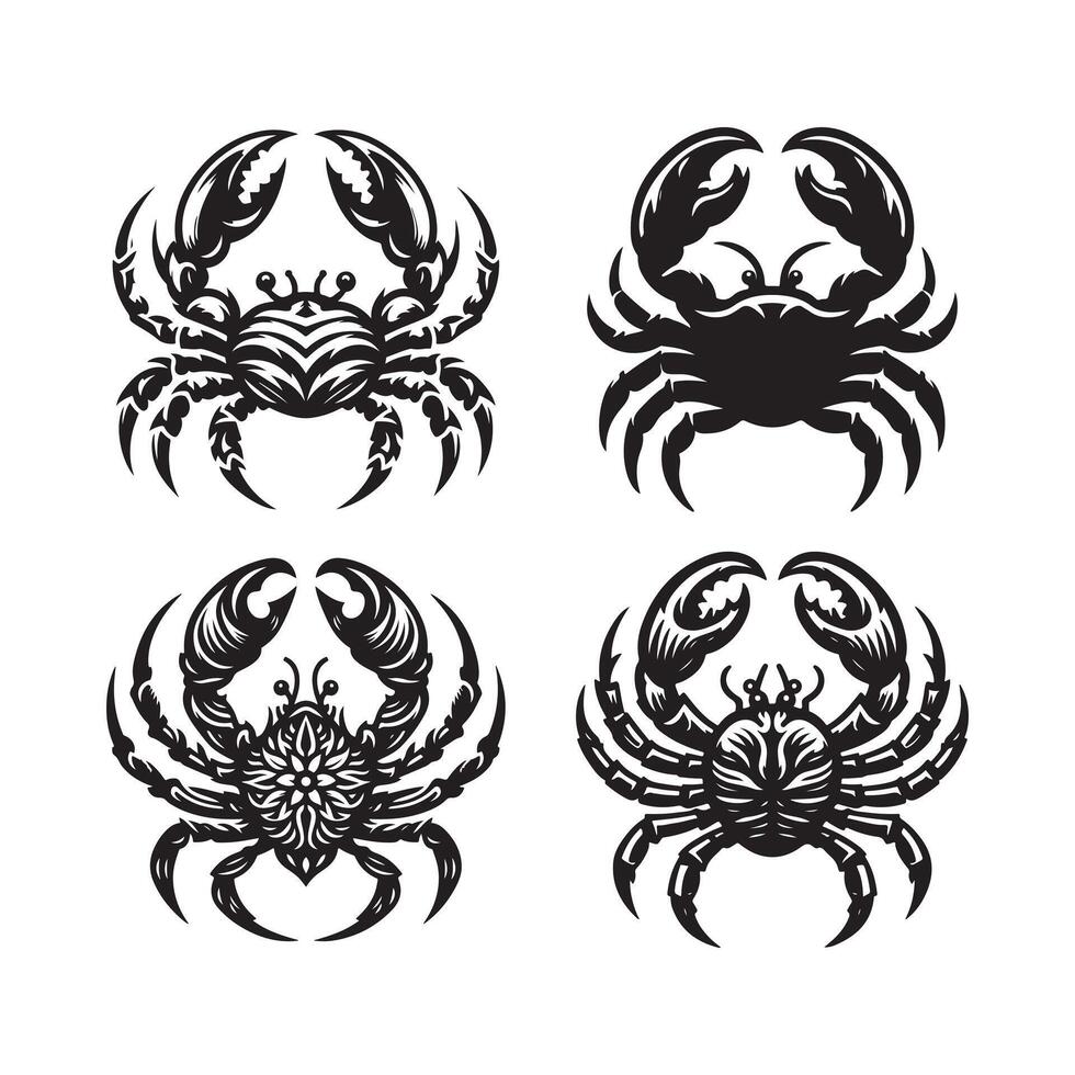 Abstract Spider Crab Black Silhouette vector