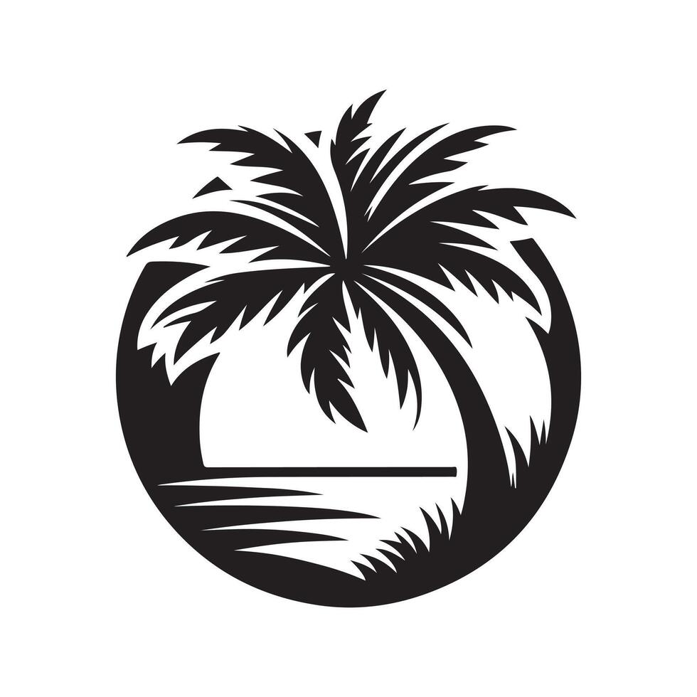 Paradise Coconut Tree Silhouette Artwork vector