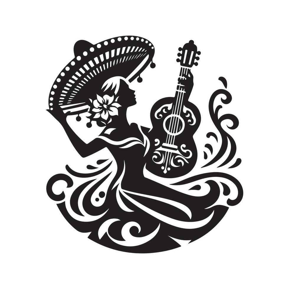 Creative La Tamborrada Black Silhouette Art vector