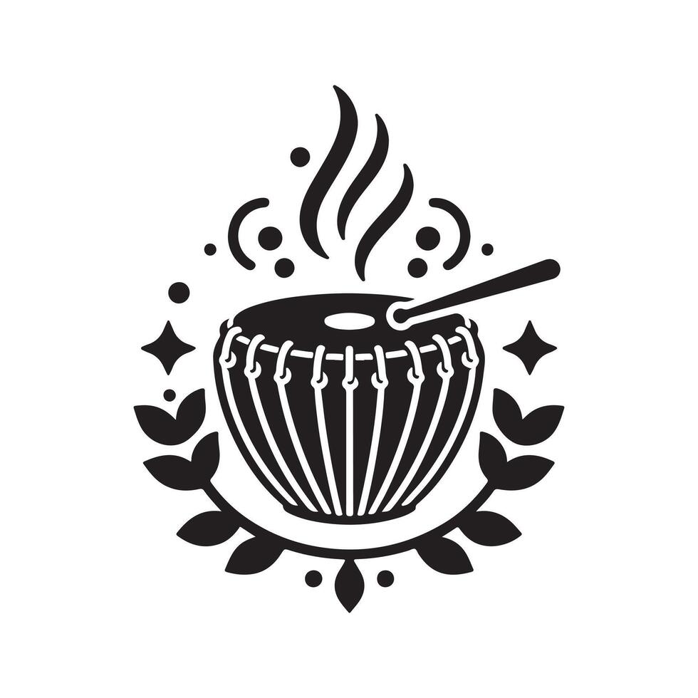 Tabla Black Silhouette for Music Projects vector