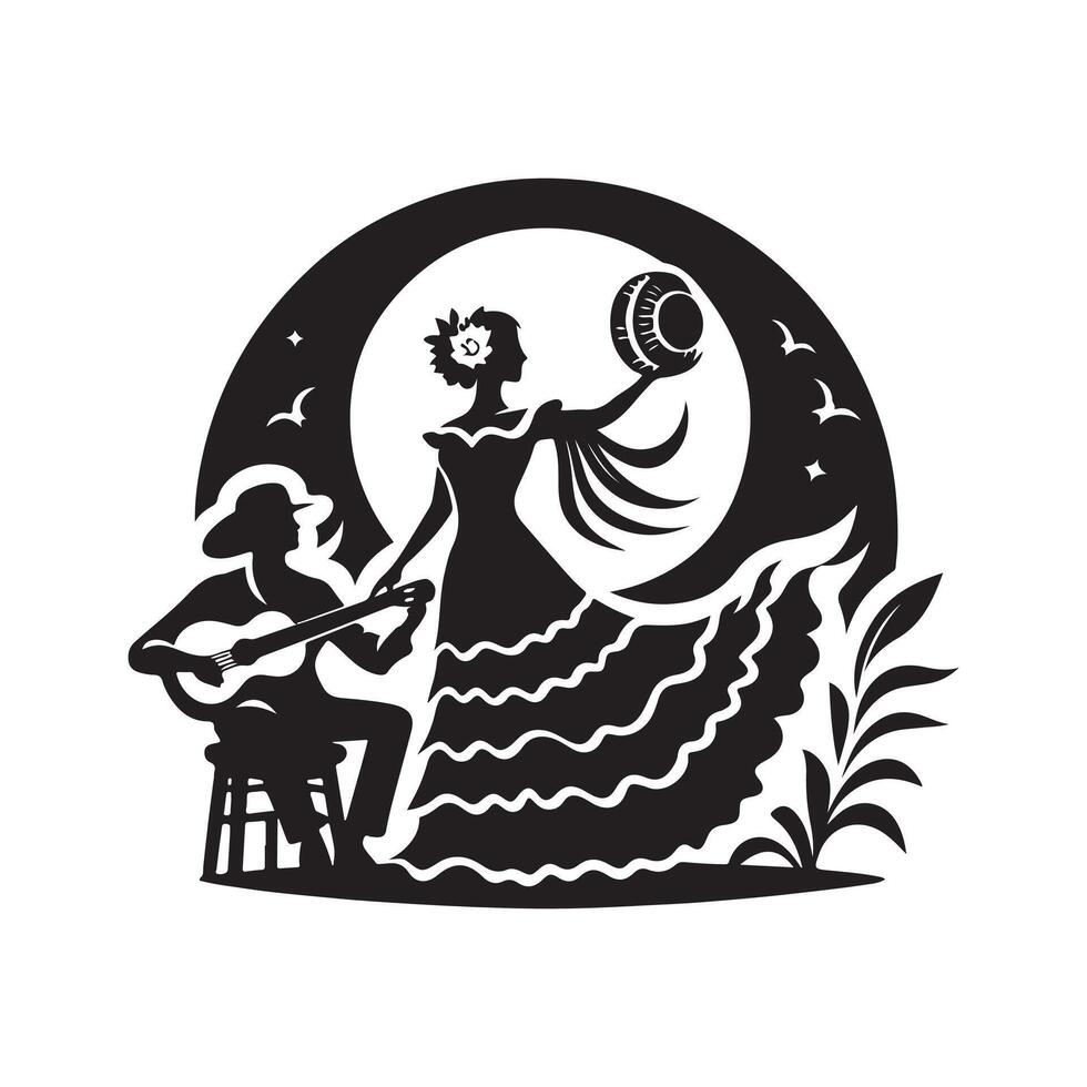 Traditional Spanish Drumming Festival Silhouette vector