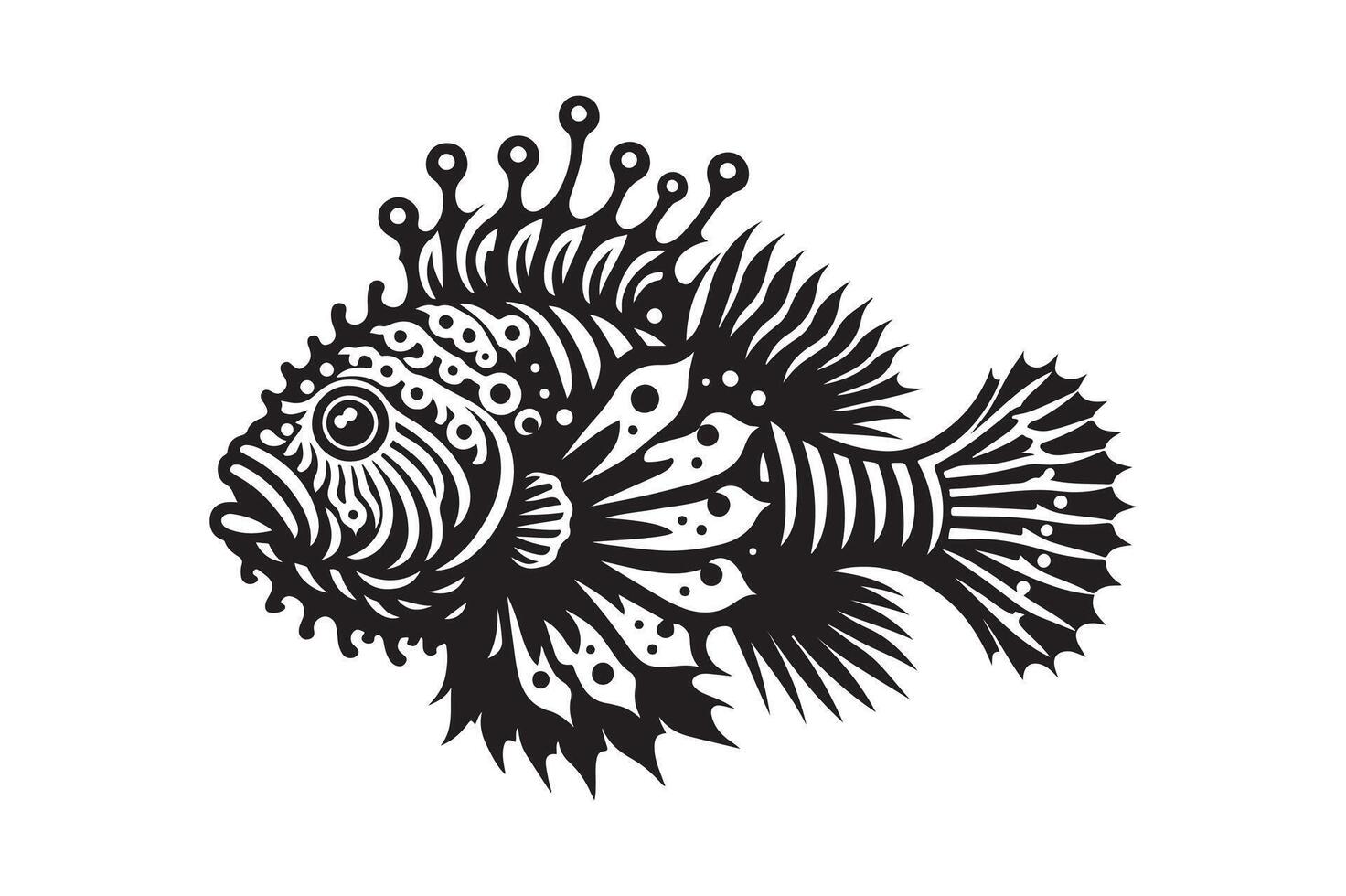 High Detail Stonefish Silhouette Art vector