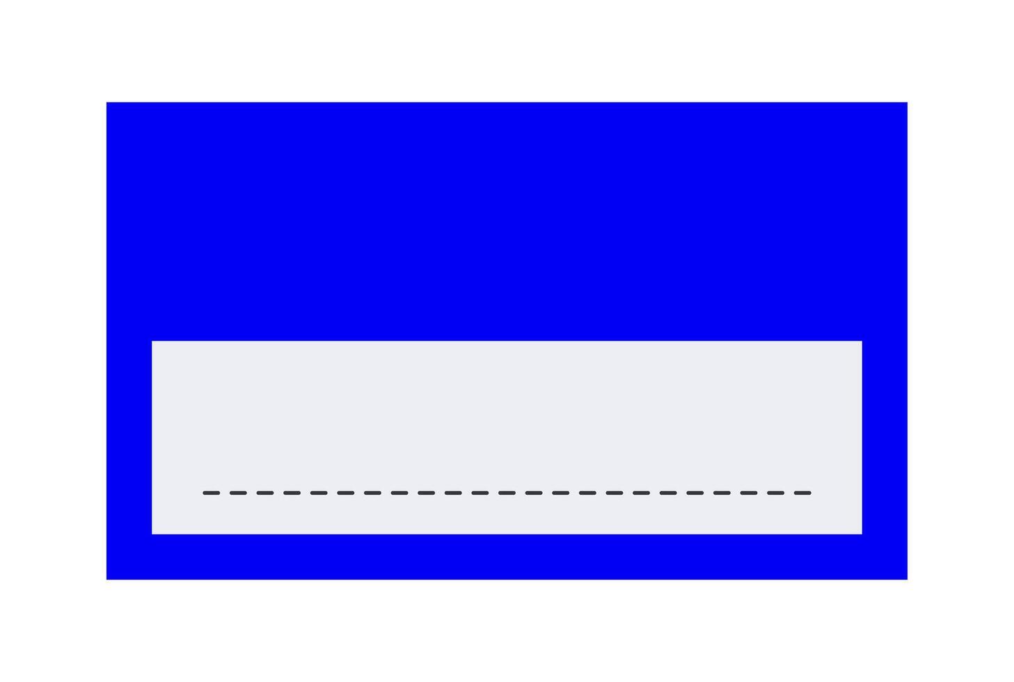 A blue rectangle with a white line on it vector