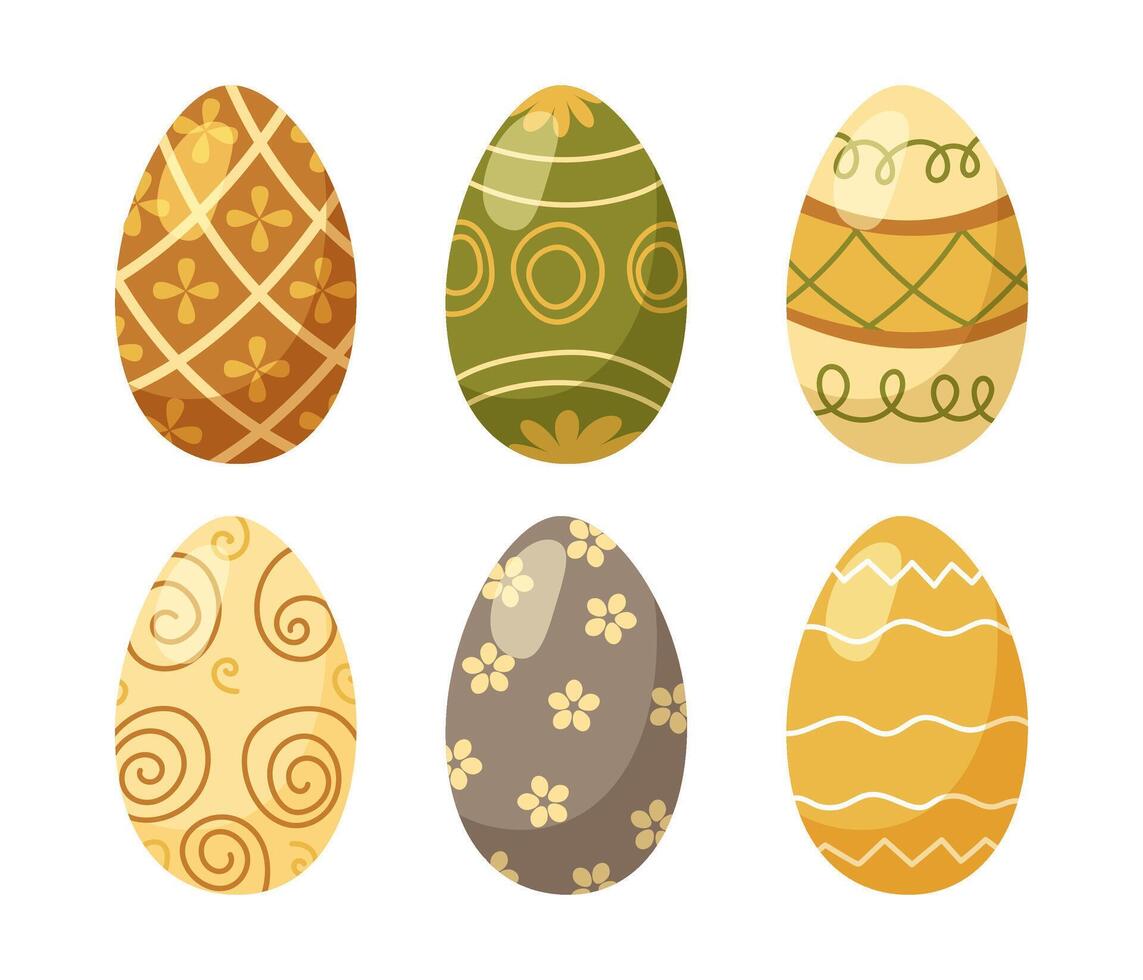 Easter eggs set decorated with colorful patterns. Easter symbol vector