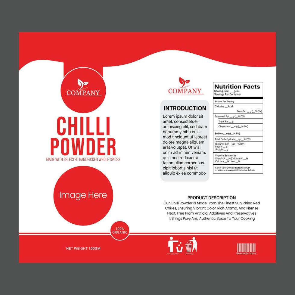 Chilli Powder Pouch Packaging Design Template vector