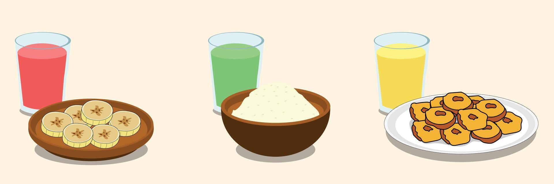 Ramadan Food, Illustration of Various Ramadan Dishes vector