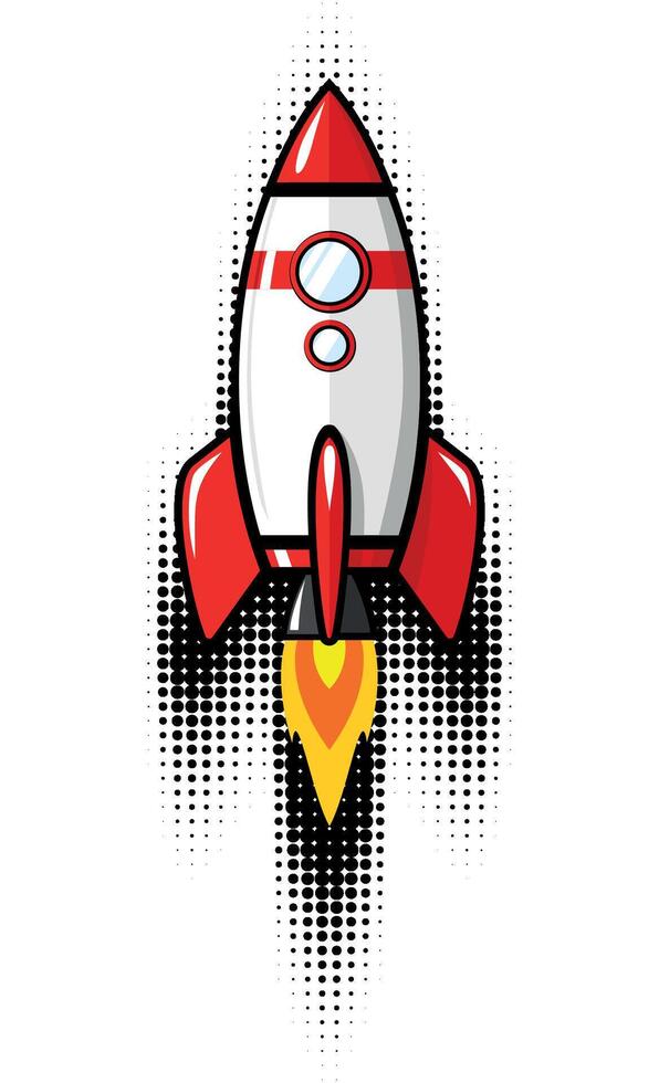 Rocket launch icon in comic style vector