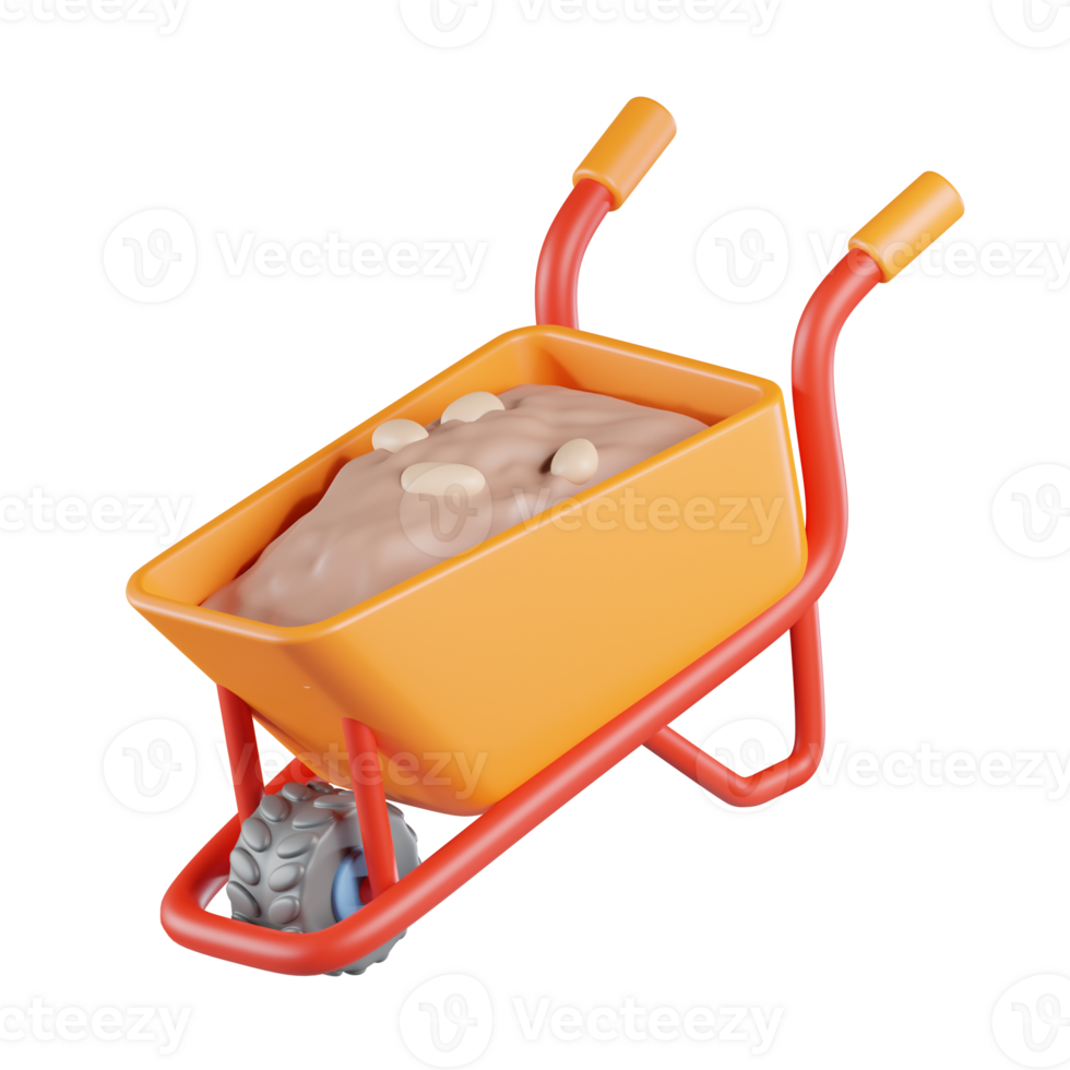 Wheelbarrow 3D Icon png