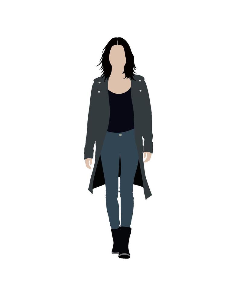 Flat art people and illustration, woman with dark rockstar outfit B45 vector