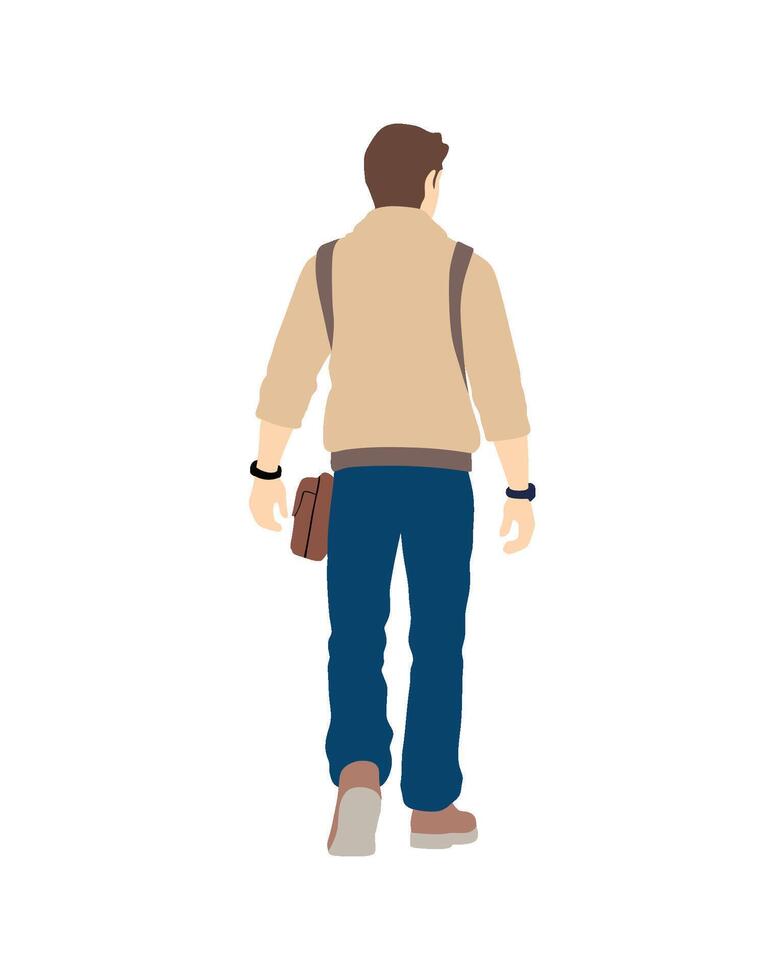 Flat art people and illustration, man with casual jacket outfit from back B5 vector